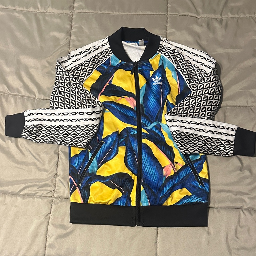 Adidas Blue and Yellow Graphic Jacket